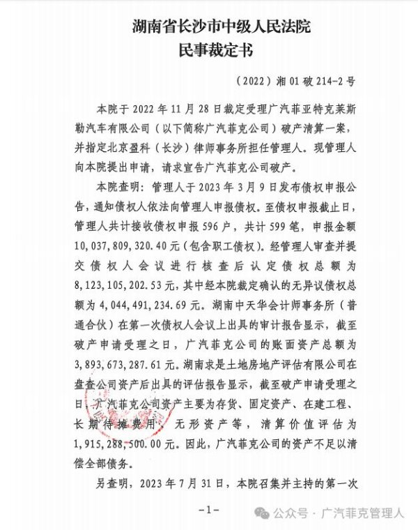 天牛宝配资 广汽菲克宣告破产
